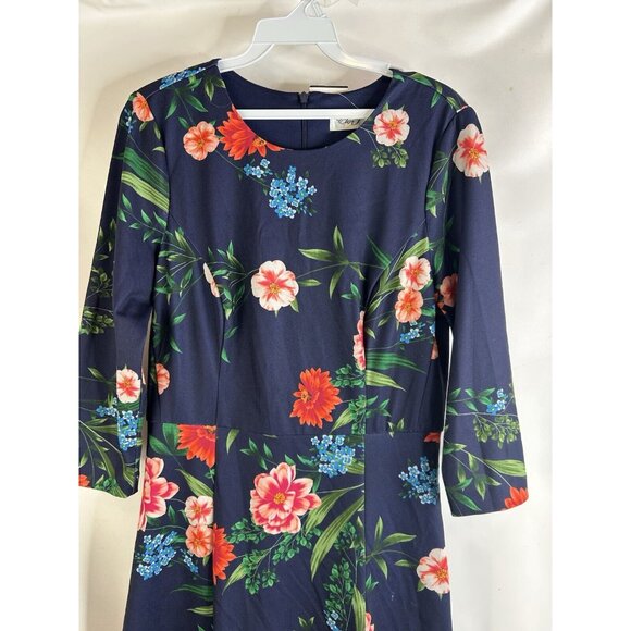 New Eliza J Garden Floral 3/4 Sleeve A Line Dress - Picture 5 of 8